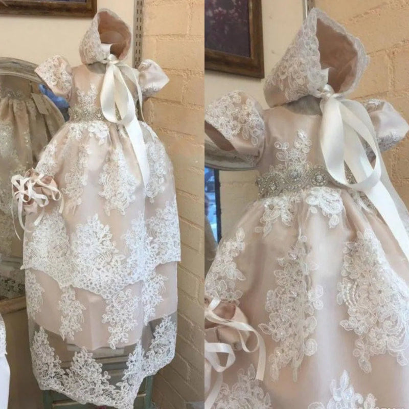 "Pricilla" Heirloom Lace Baptism Gown And Bonnet