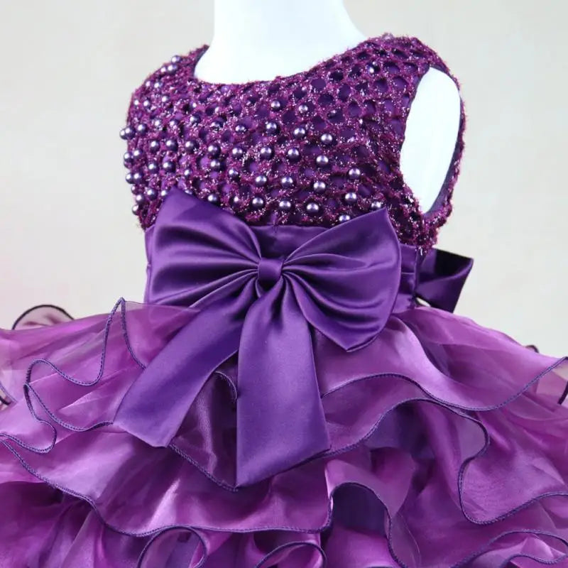 Magdeline Elegant Beaded Special Occasion Dress with Bow - 4 Color Options