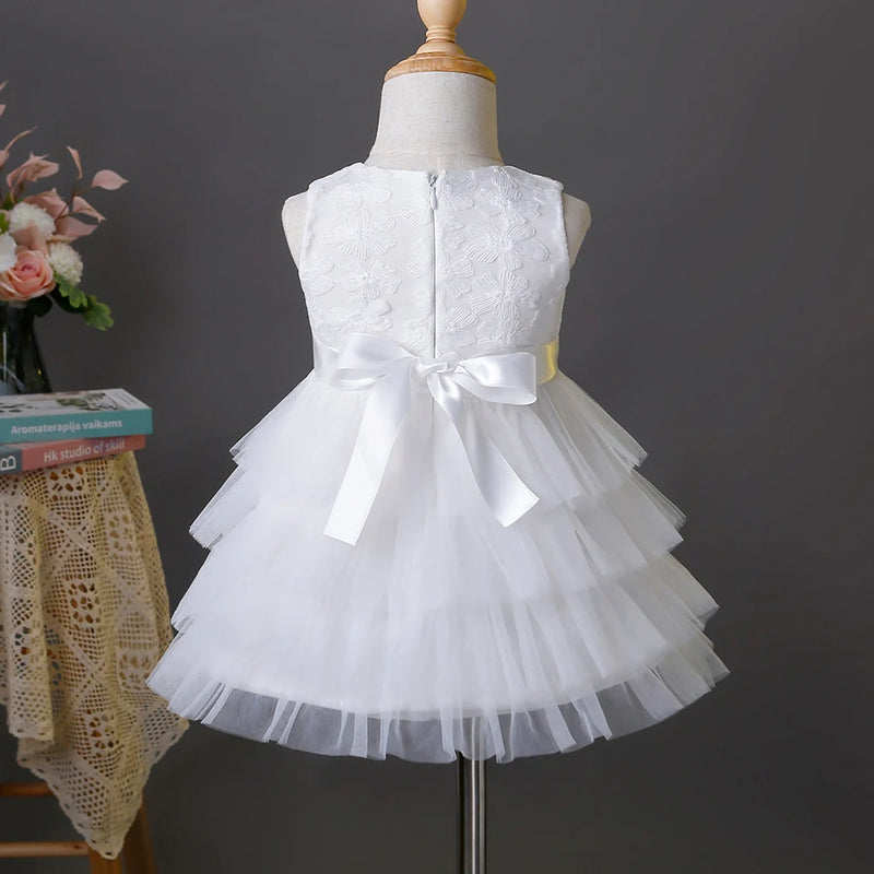 Lace and Tiers White Tulle Special Occasion Dress - The Palm Beach Baby Estimated 12 -19 Day Shipping
