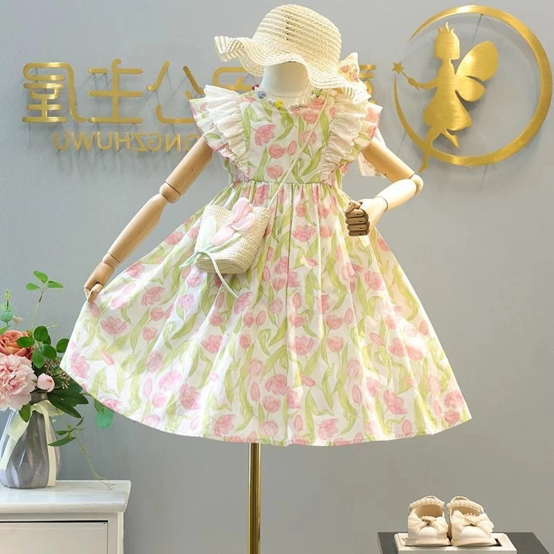 Flowers and Frills Adorable Girls Party Dress  2-12 years - The Palm Beach Baby Estimated 12 - 20 Day Shipping