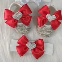 Rhinestone Baby Girl Formal Shoes Set with Satin Bows - The Palm Beach Baby