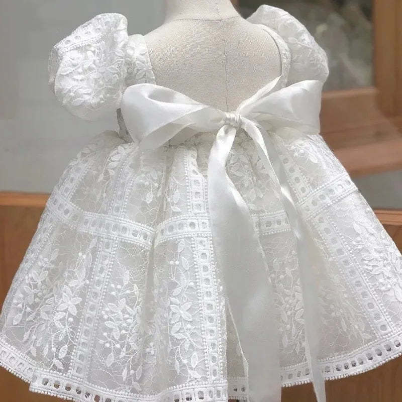 Captivating "Celeste" White Lace Party Dress for Girls - The Palm Beach Baby