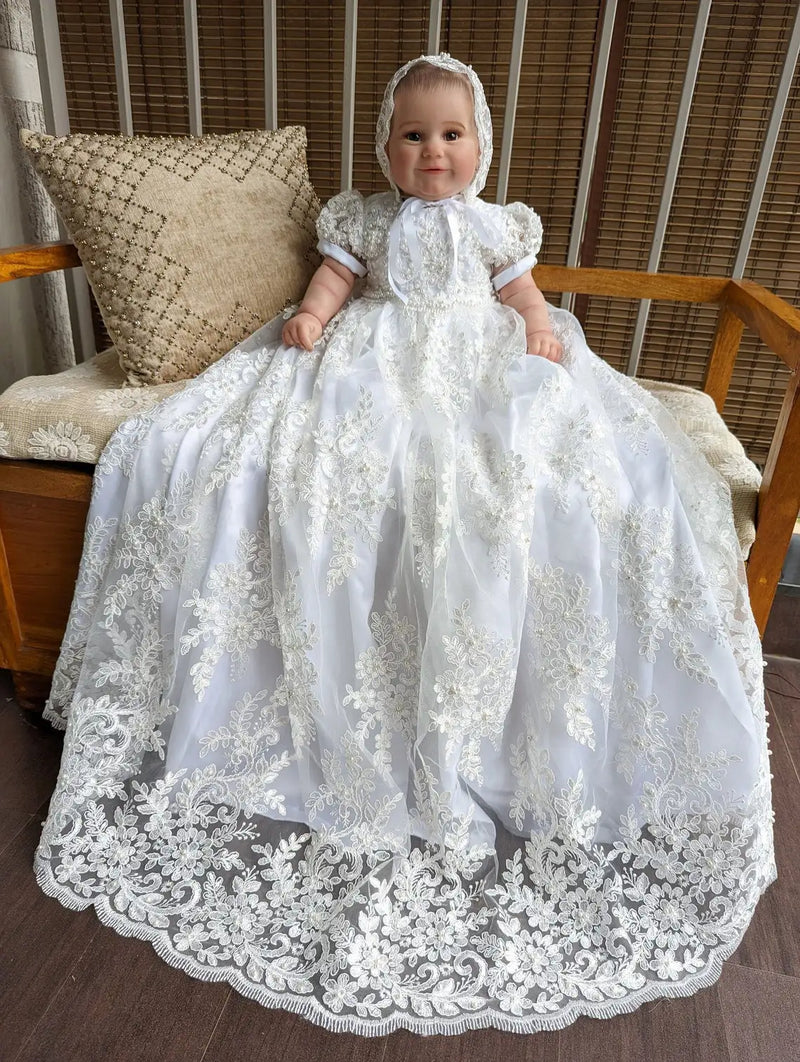 "Ava" Lace Christening Gown for Baby