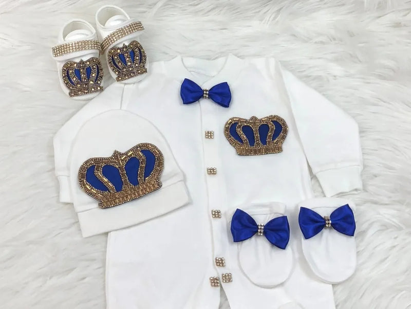 Luxurious  Baby Layette Set - Gold Princely Blue