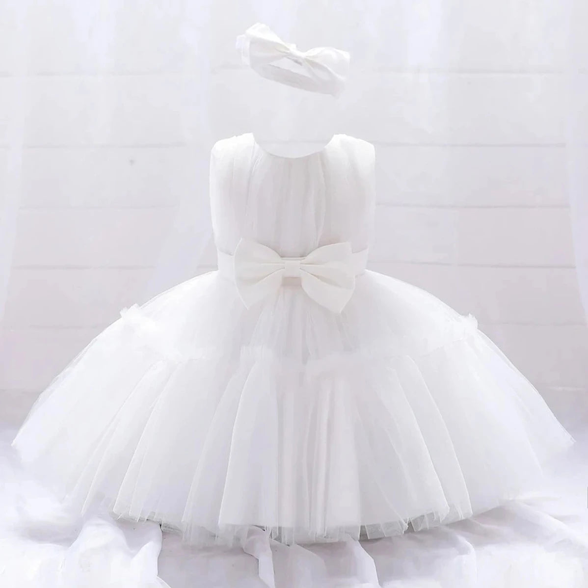 Rowena Lace Special Occasion Dress with Matching Headbow