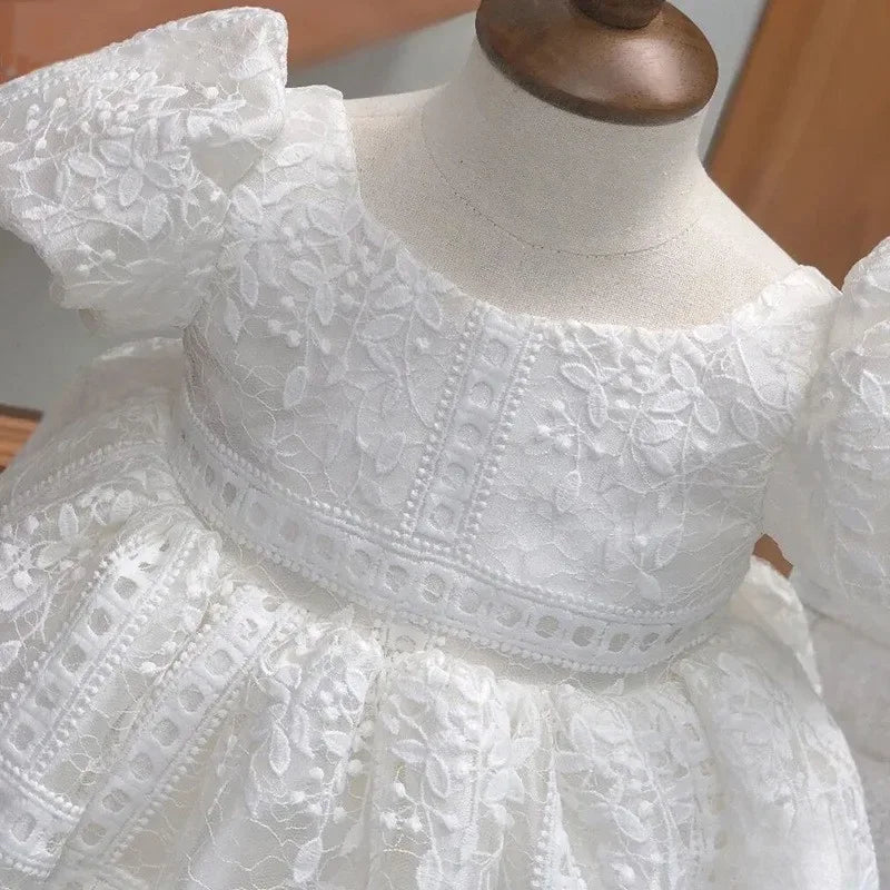 Captivating "Celeste" White Lace Party Dress for Girls - The Palm Beach Baby