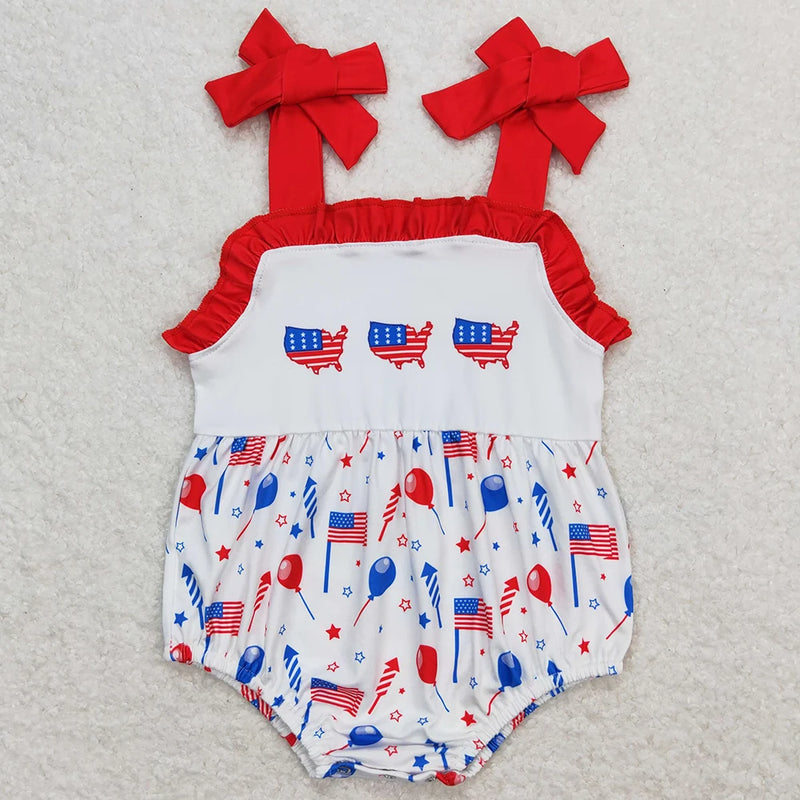 Patriotic Pretty-In-Print Rompers