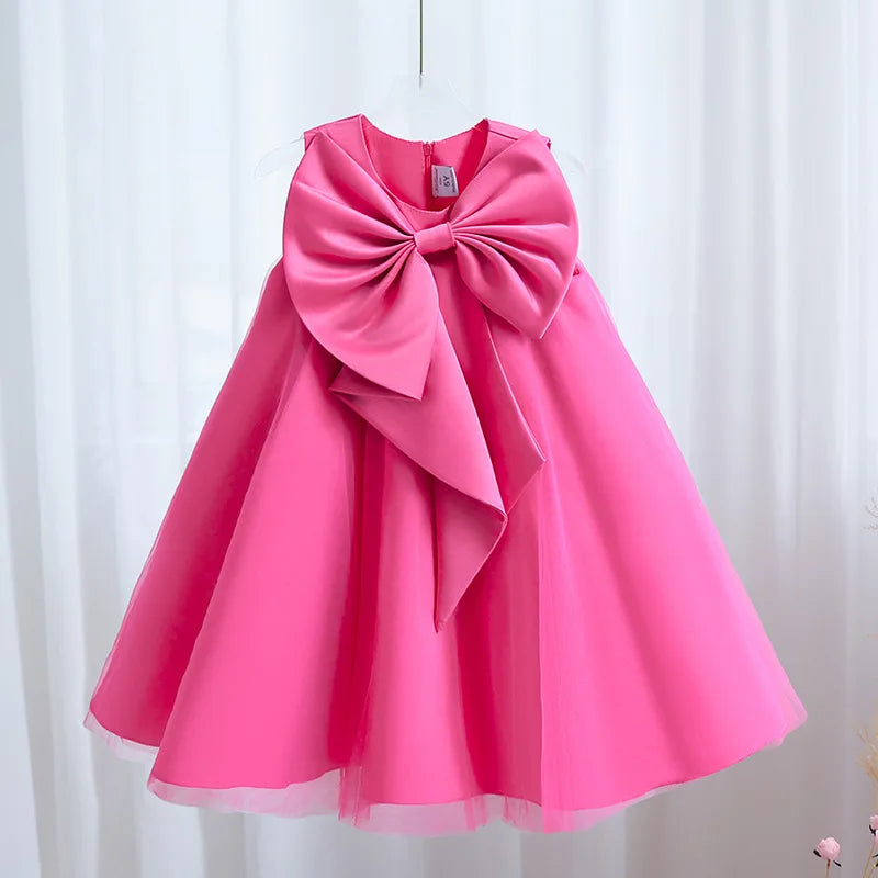 Elegant Sari Sleeveless Girls Party Dress With Big Bow - 7 Colors - The Palm Beach Baby Estimated 12 -21 Day Shipping