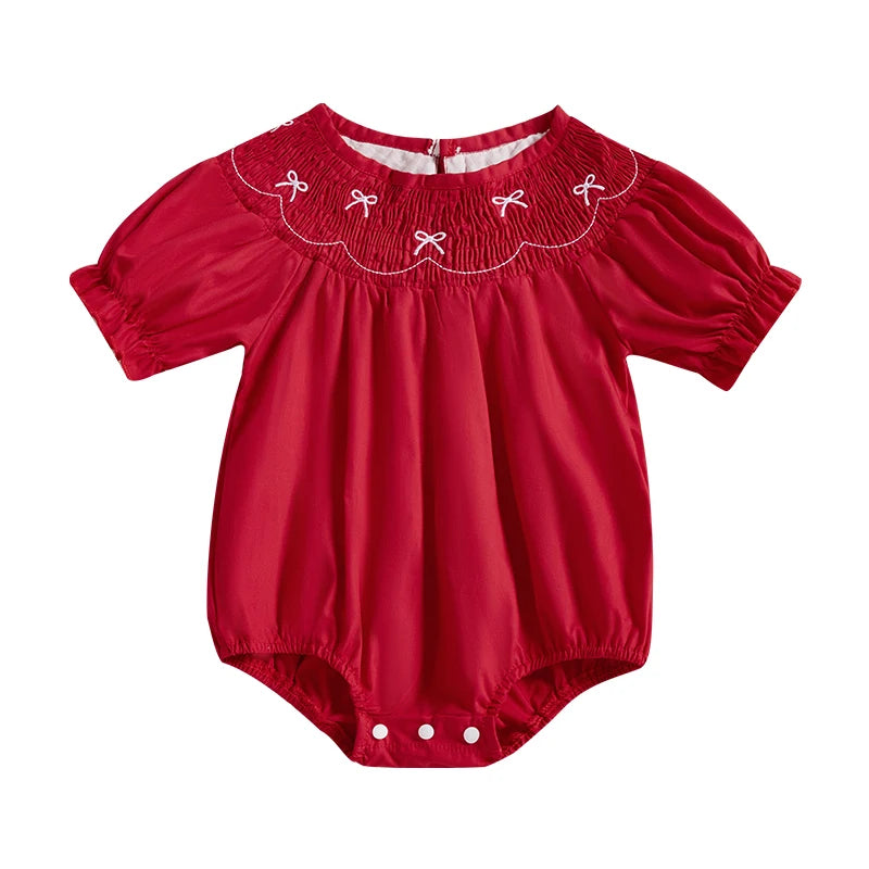 Bow-Licious Smocked Bubble with Puff Sleeves - 2 Colors