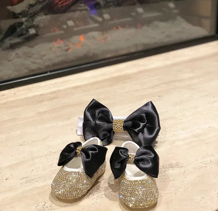 Elegant Rhinestone Crown Shoes & Headpiece Set for Babies - The Palm Beach Baby