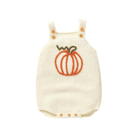 Adorable Pumpkin Embroidered Overalls Knit Baby Outfit - The Palm Beach Baby