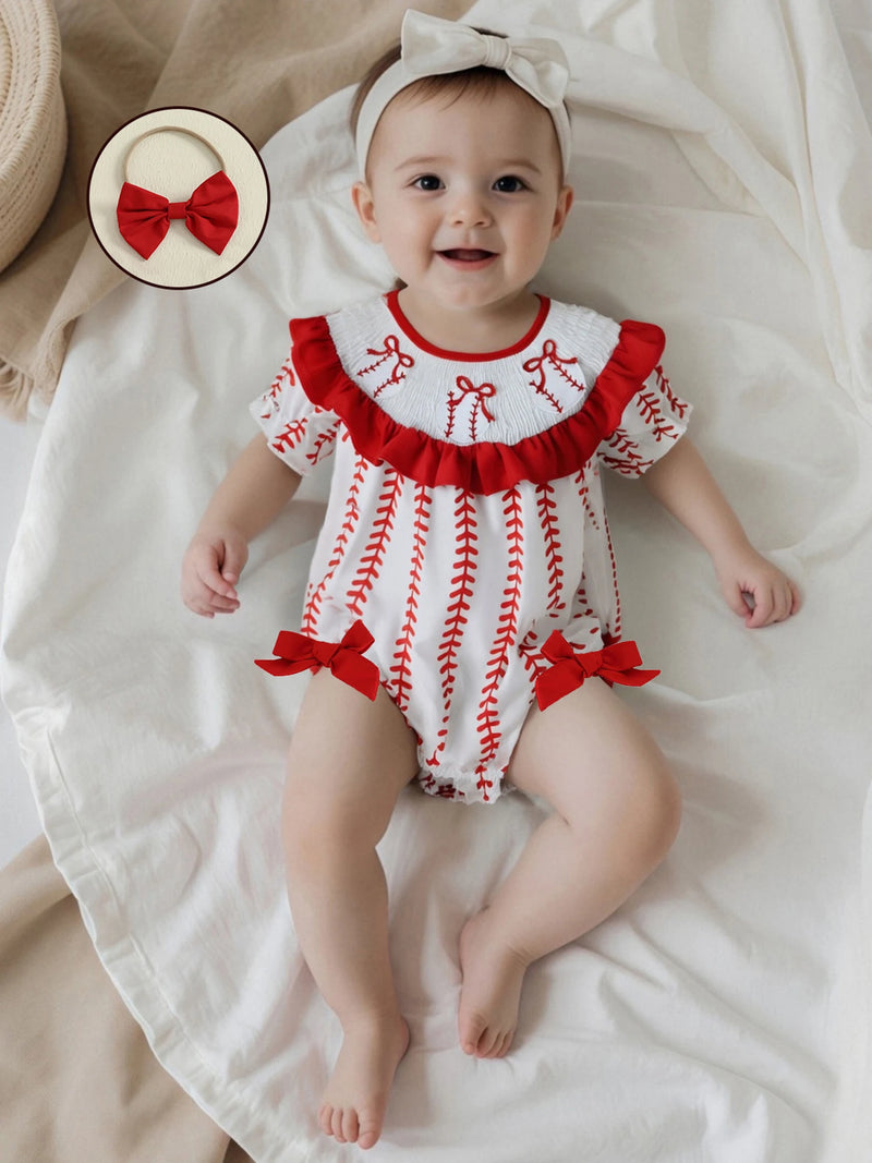 "Baseball Cutie" Themed Ruffles & Bows Bubble
