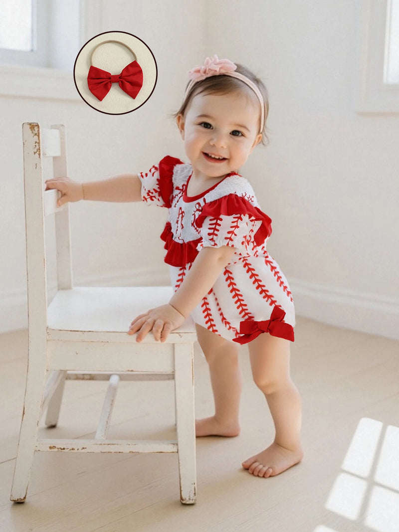 "Baseball Cutie" Themed Ruffles & Bows Bubble