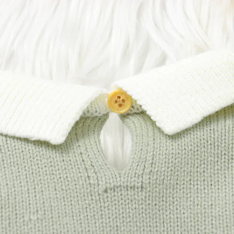 Madeline Baby Knitted Romper in Sage Green - Warm, Stylish, and Comfy for 0-9 Months - The Palm Beach Baby