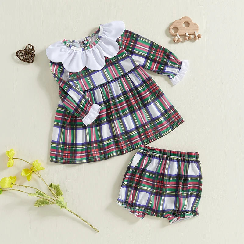 Holly Frilly Plaid Bloomer Dress Set