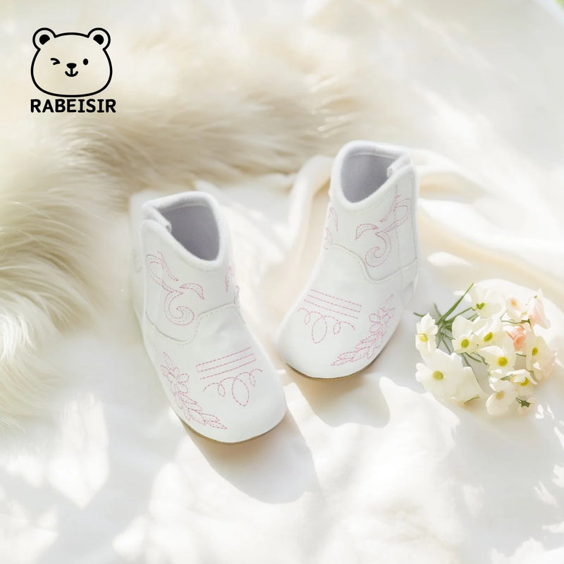 'Cowboy Kate' Anti-Slip Baby First Walker Boots elegantly presented, showcasing their adorable design suitable for little ones.