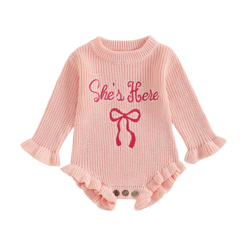She's Here Knitted Bow Baby Bubbles - 3 Adorable Colors