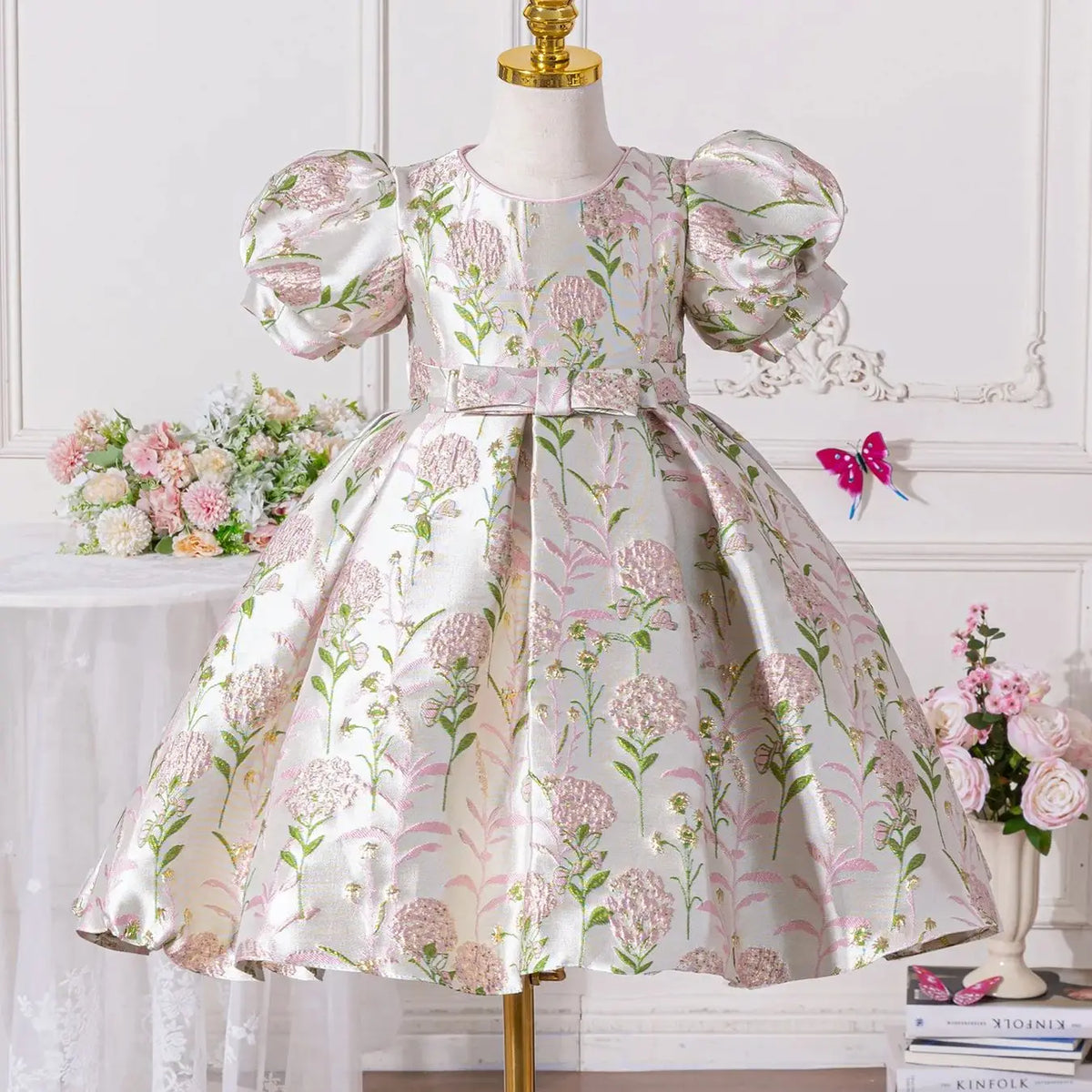 Danella Brocade Special Occasion Dress in 2 Elegant Colors - The Palm Beach Baby Estimated 12 -21 Day Shipping