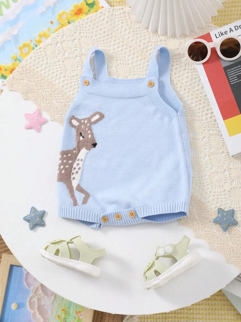 Little Deer Knitted Bubble in sky blue color showcasing a whimsical knitted deer motif, designed for comfort and style.