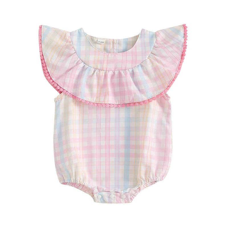 "Plaid Polly" Bubble Style Romper Ruffle Accents