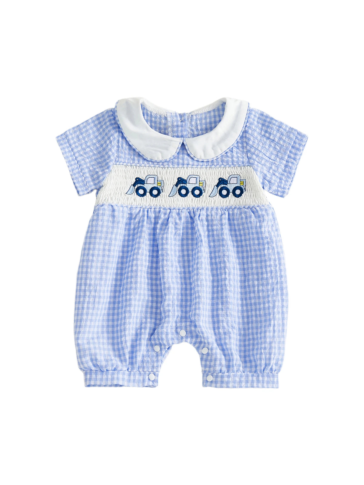 Smocked Cuties Seersucker Rompers Embroidered In 2 Kid-Worthy Designs - The Palm Beach Baby Estimated 13 - 20 Day Shipping