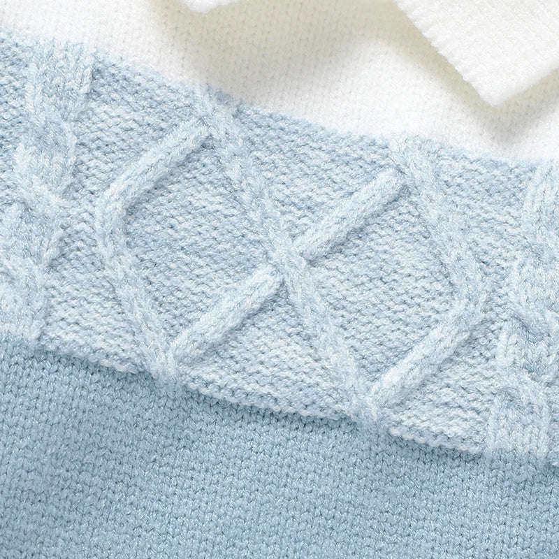 Detailed view of the knitted pattern on the Baby Corey Knit Footed Romper, highlighting its cozy texture.