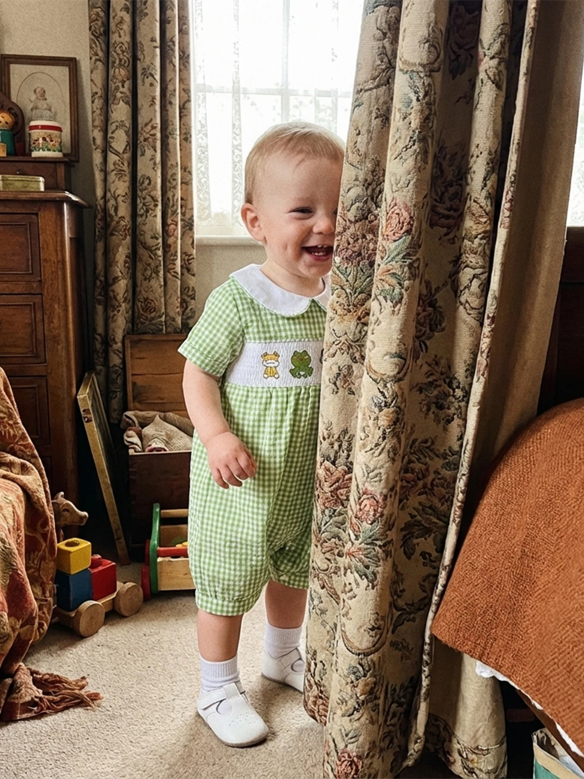 Smocked Cuties Seersucker Rompers Embroidered In 2 Kid-Worthy Designs - The Palm Beach Baby Estimated 13 - 20 Day Shipping