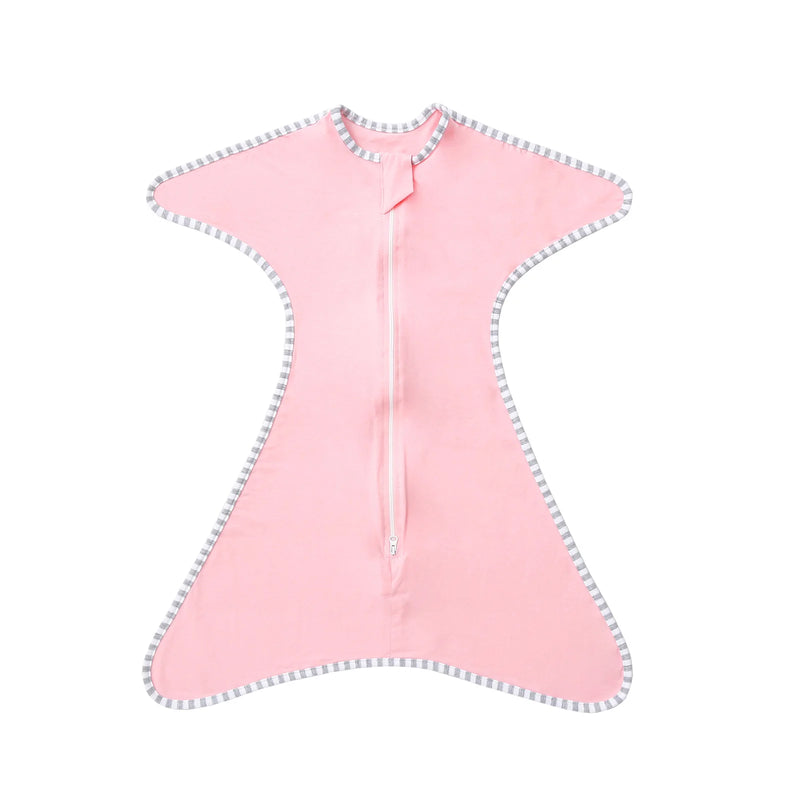 Pink Cozy Cotton Anti-Kick Calming Baby Sleeping Sack with zip closure, designed for comfortable baby sleep.