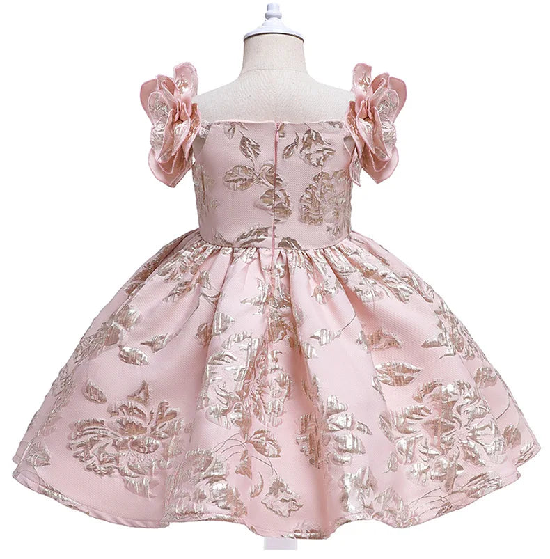 "Flower Garden" Chic Pink and Gray Party Dress