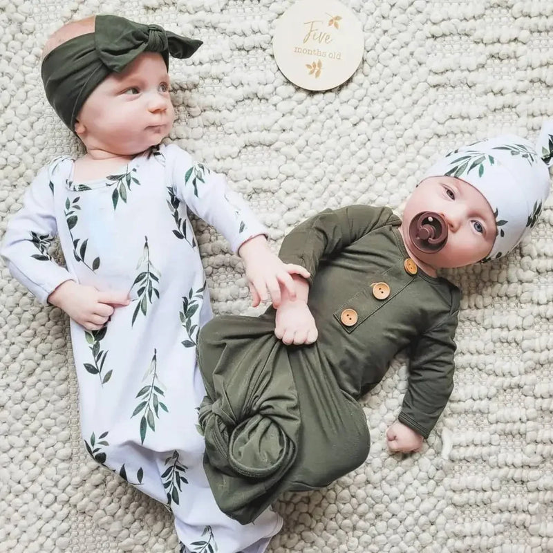 "Nature's  Baby" Infant's Anti-Kick Knotted Sleepwear Set