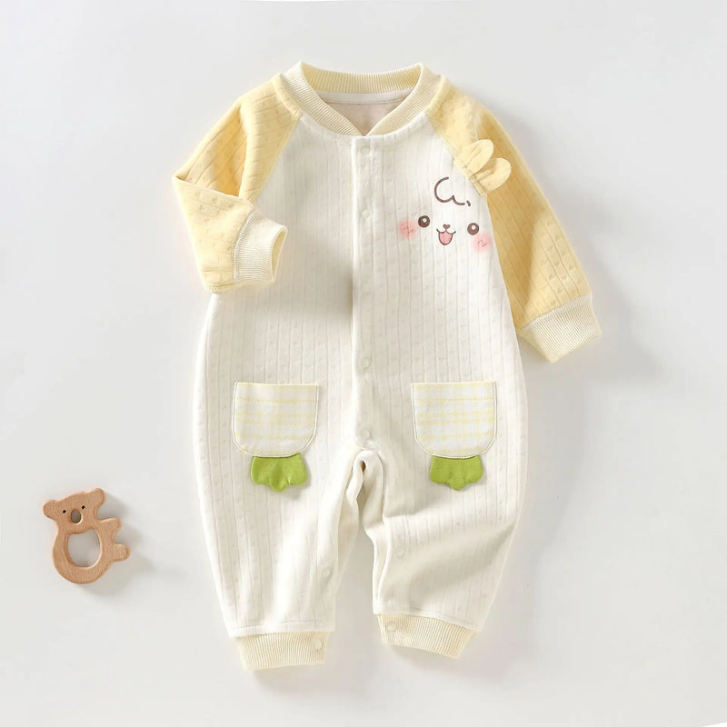 Bunny Cute Romper Jumpsuit in sunny yellow, a delightful cute baby romper for playful moments.