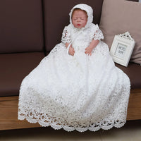 Zoey Elegant Lace Special Occasion Gown With Matching Hat - The Palm Beach Baby