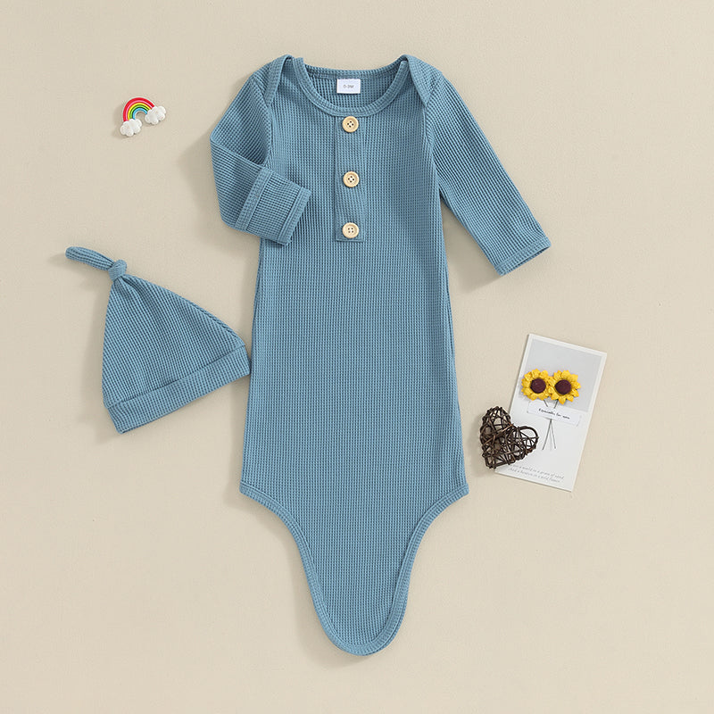 "Logan" Infant's Sleeping Gown + Matching Cap Set