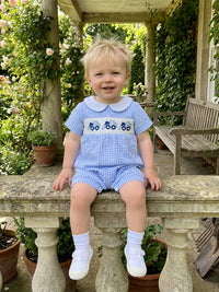 Smocked Cuties Seersucker Rompers Embroidered In 2 Kid-Worthy Designs - The Palm Beach Baby Estimated 13 - 20 Day Shipping