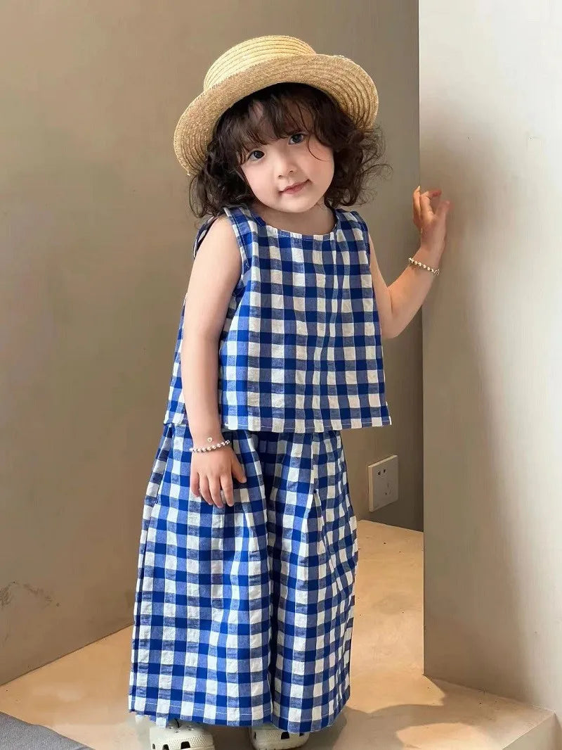 "Chancey" Checked Pants Set