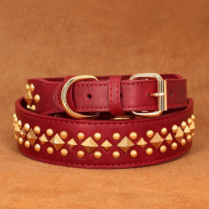 MACHO Pet - Leather Collar With Gold-Tone Studs