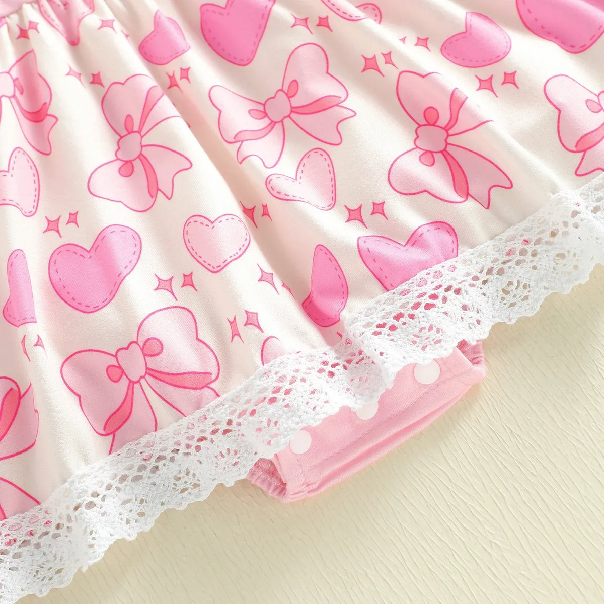 Little Hearts Baby Girl Heart Print Dress with Lace Trim - The Palm Beach Baby
