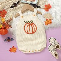 Adorable Pumpkin Embroidered Overalls Knit Baby Outfit - The Palm Beach Baby