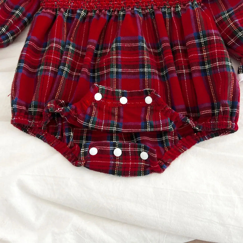 "Pamela Plaid Lace" Long Sleeve Bubble