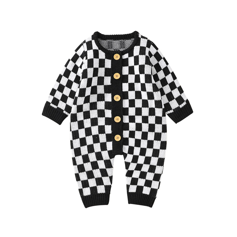 "Blake" Checkered Knit Romper Jumpsuit