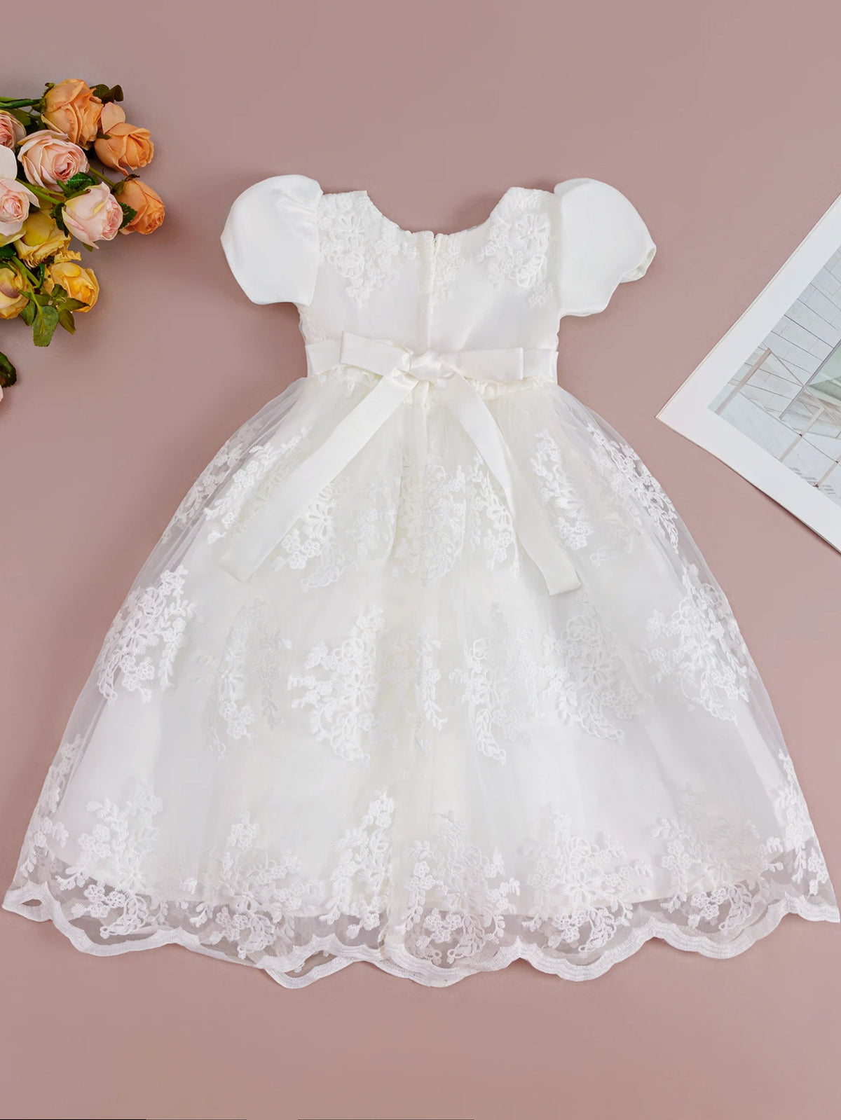 Adalinde Elegant White Lace Special Occasion Dress - The Palm Beach Baby 15 - 21 Day Shipping