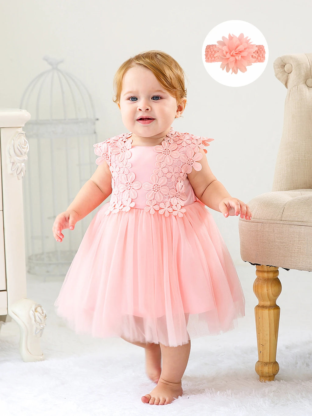 "Priscilla" Lace Special Occasion Dress - Pink