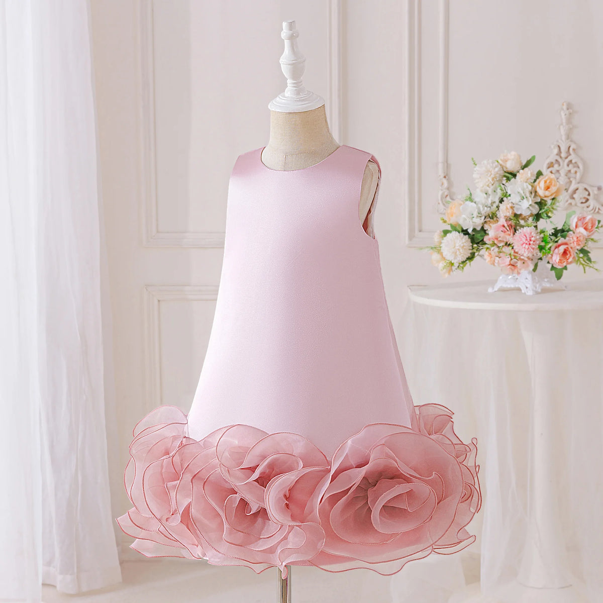 Marlana Elegant Tulle Rosettes Dress for Girls - 5 Color Options