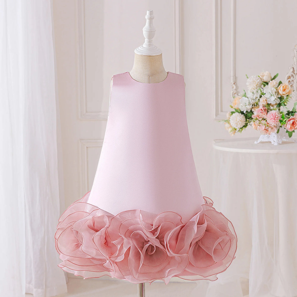 Marlana Elegant Tulle Rosettes Dress for Girls - 5 Color Options