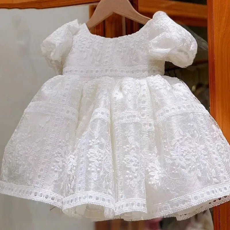 Captivating "Celeste" White Lace Party Dress for Girls - The Palm Beach Baby