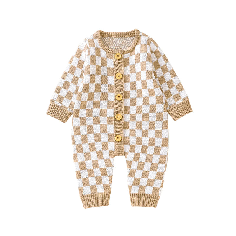 "Blake" Checkered Knit Romper Jumpsuit