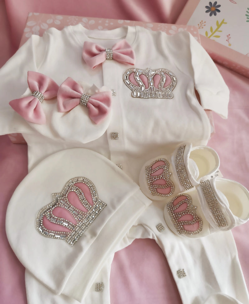 Luxurious  Baby Layette Sets - Silver Princess Pink