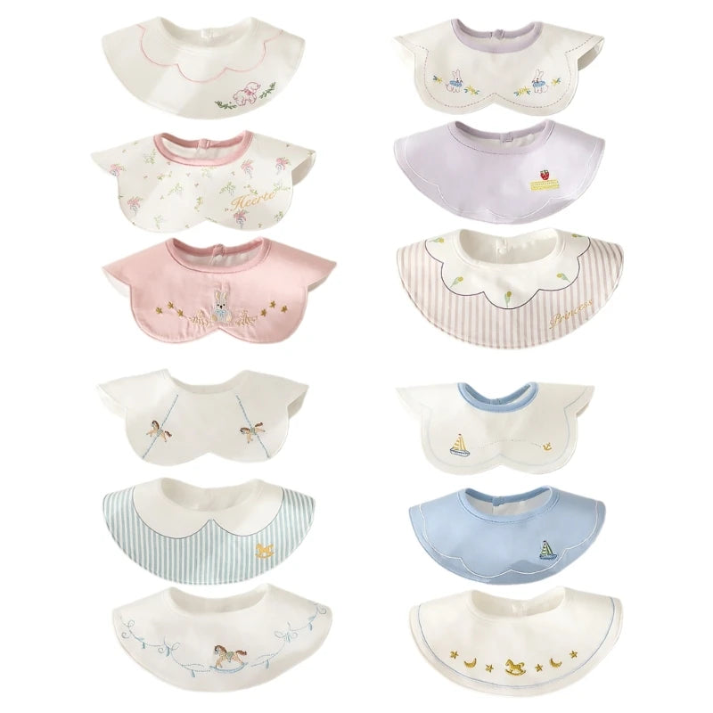 Sweet 3-Piece Cotton Embroidered Baby Bibs Set