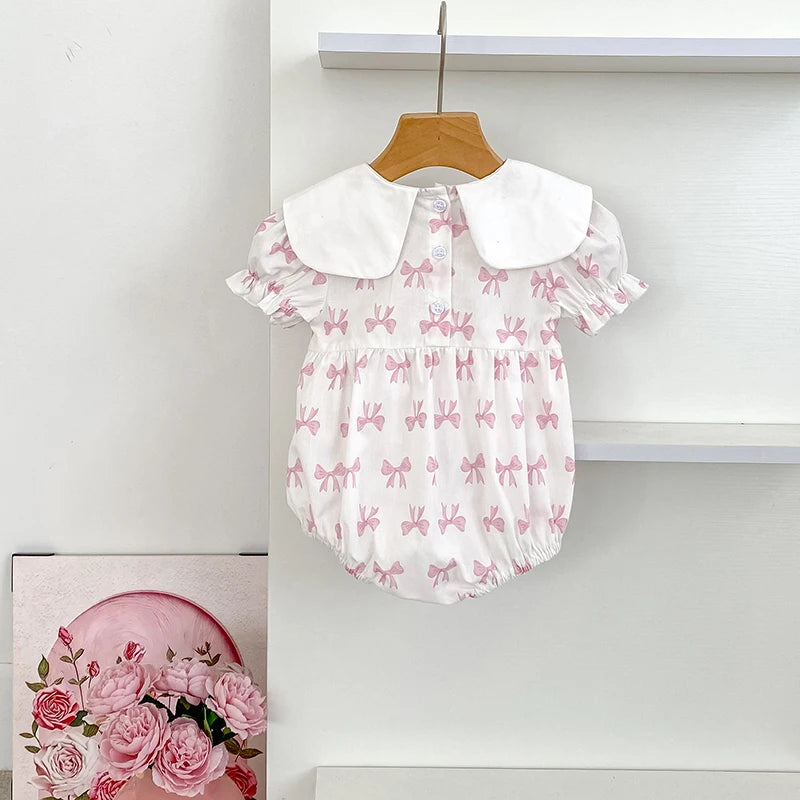 Bow Baby Bubble - Sweet Lace Collar - 3 to 24 Months