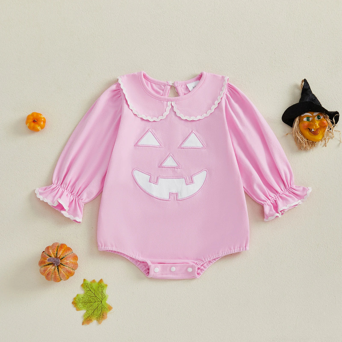 Pumpkin Petootie Little Girl Romper - Palm Beach Pink